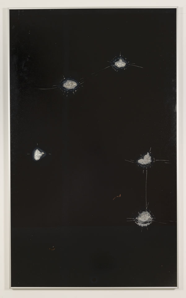 Hans-Christian Lotz, Rain Over Water, 2015, zinc, screen print, RFID tag, 5.4 x 3.2 x 0.1 in.