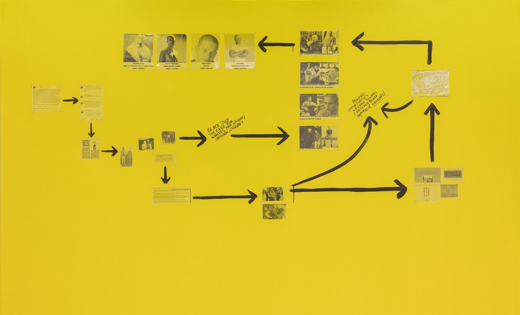 Juliana Huxtable, Untitled (Wall), 2017, paint and images printed on vellum, dimensions vary